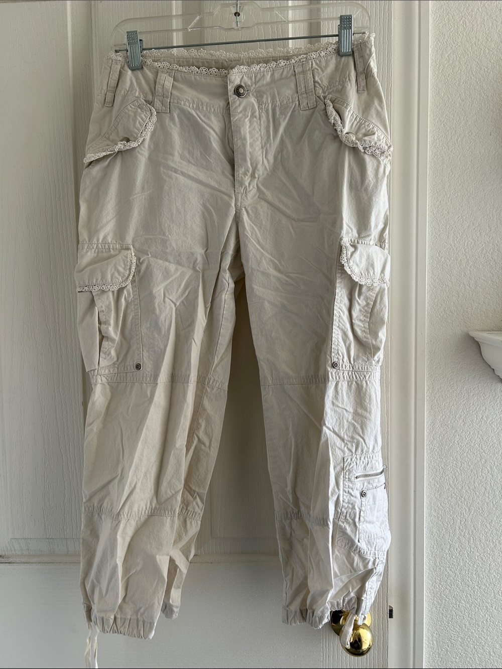 Boston Proper Cream Cargo Jogger Pants